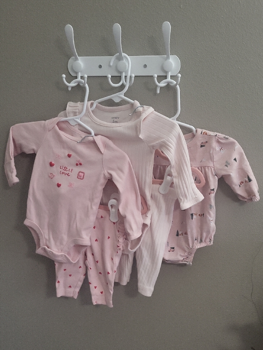 Carter's Light Pink Baby Girls One-Piece Bodysuit Set - 3 Pack